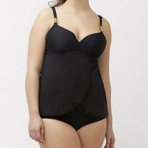 Swim by Cacique Tankini Gold Strap Swim Top Size 44D